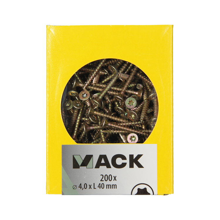 Mack 1020139 - tornillo para aglomerado vz kp-autoperforantegvz 200ud 4,0 x 40 mm | 5 piezas