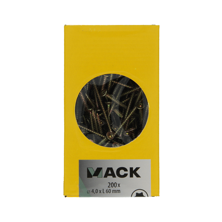 Mack 1020142 - tornillo aglomerado vz kp-autoblocantegvz 200uds 4,0 x 60 mm | 2 piezas