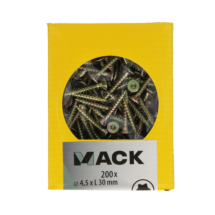 Mack 1020143 - tornillo aglomerado vz kp-autoblocantegvz 200ud 4,5 x 30 mm | 5 piezas