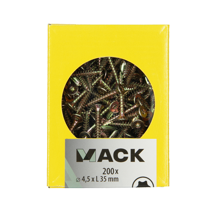 Mack 1020144 - tornillo aglomerado vz kp-autoblocantegvz 200uds 4,5 x 35 mm | 5 piezas