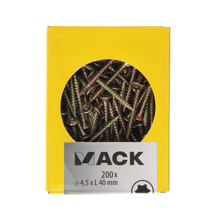 Mack 1020145 - tornillo aglomerado vz kp-autoblocantegvz 200uds 4,5 x 40 mm | 5 piezas