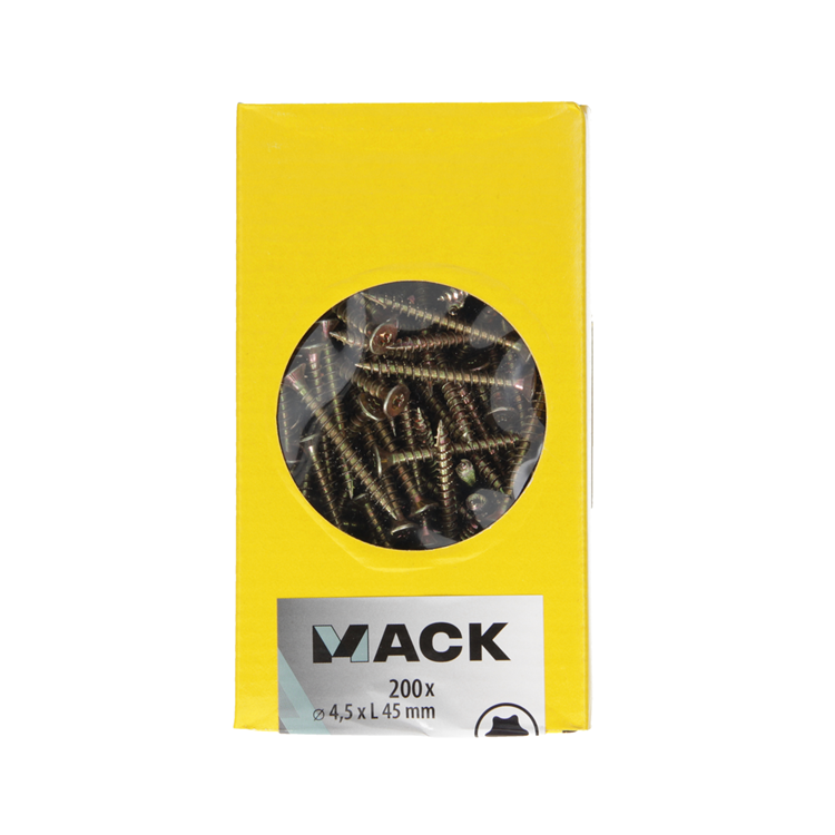 Mack 1020146 - tornillo aglomerado vz kp-autoblocantegvz 200uds 4,5 x 45 mm | 3 piezas