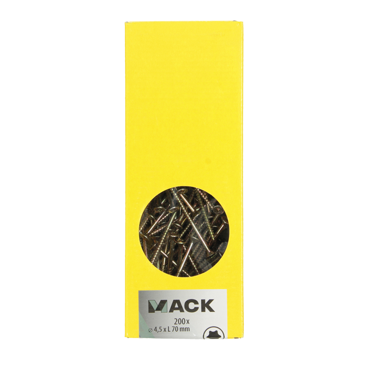 Mack 1020149 - tornillo aglomerado vz kp-autoblocantegvz 200uds 4,5 x 70 mm | 2 piezas