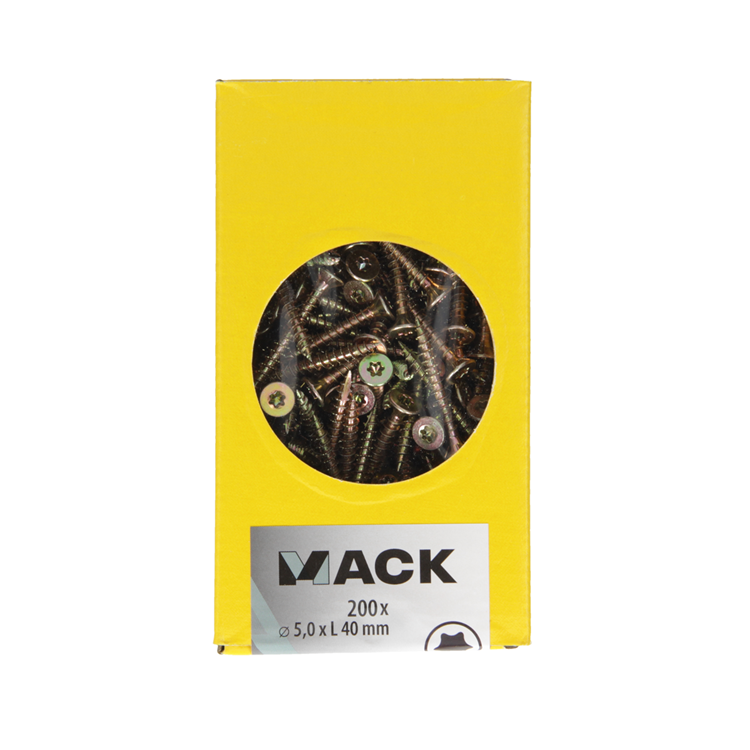 Mack 1020151 - tornillo para aglomerado vz kp-autoroscantegvz 200ud 5,0 x 40 mm | 3 piezas