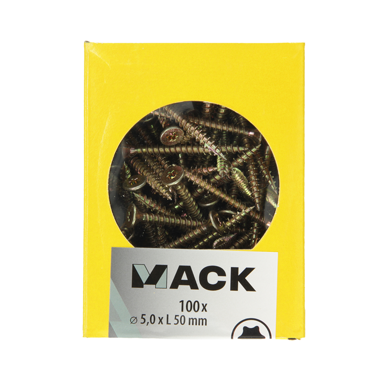 Mack 1020152 - tornillo para aglomerado vz kp-autoblocantegvz 100uds 5,0 x 50 mm | 5 piezas