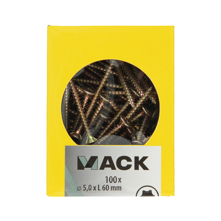 Mack 1020153 - tornillo aglomerado vz kp-autoblocantegvz 100uds 5,0 x 60 mm | 5 piezas