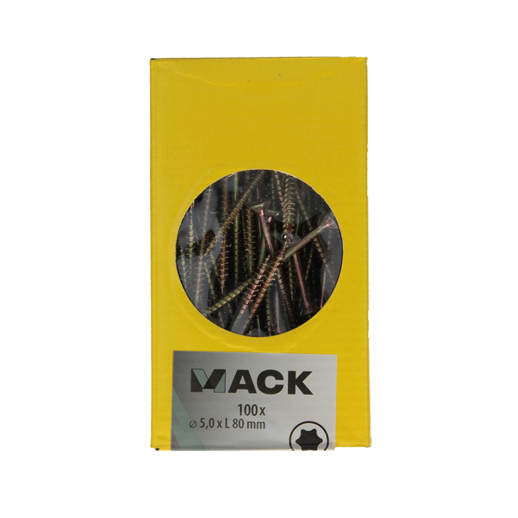 Mack 1020155 - tornillo para aglomerado vz kp-autoblocantegvz 100uds 5,0 x 80 mm | 3 piezas