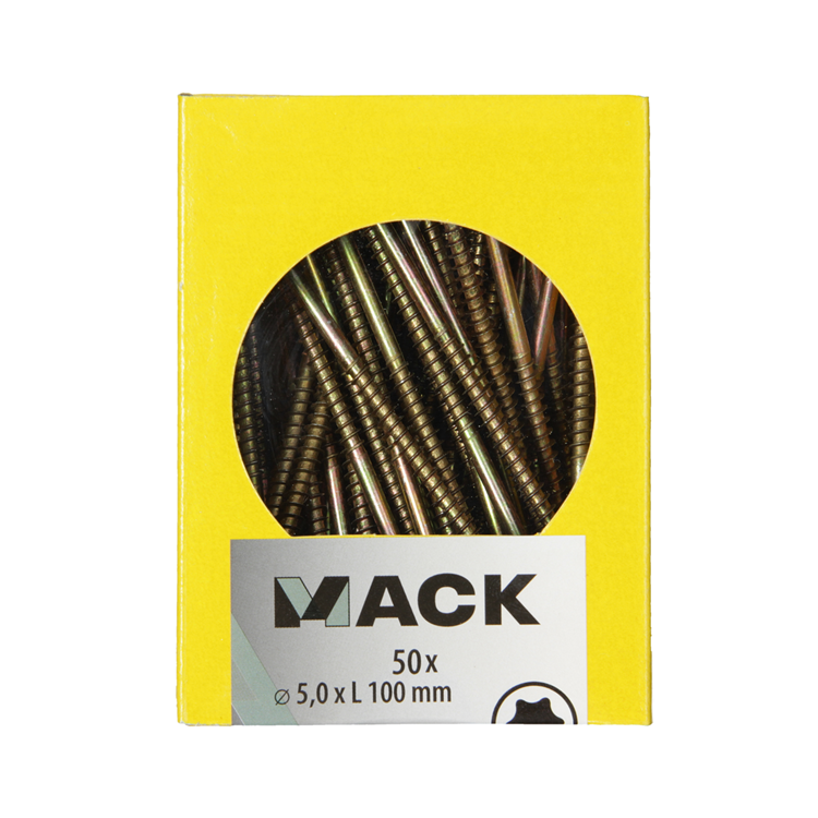 Mack 1020157 - tornillo para aglomerado vz kp-autoblocantegvz 50 piezas 5,0 x 100 mm | 5 piezas