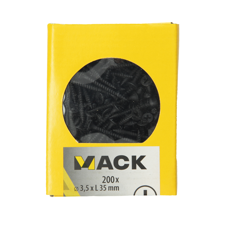 Mack 1020163 - Tornillo para placas de yeso fosfatado negro. 200 piezas 3,5 x 35 mm | 5 piezas