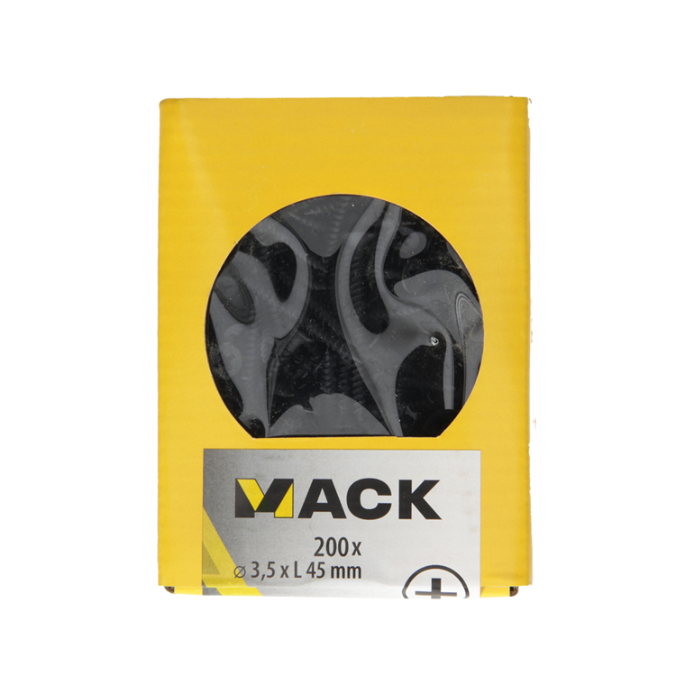Mack 1020164 - Tornillo para placas de yeso fosfatado negro. 200 piezas 3,5 x 45 mm | 5 piezas