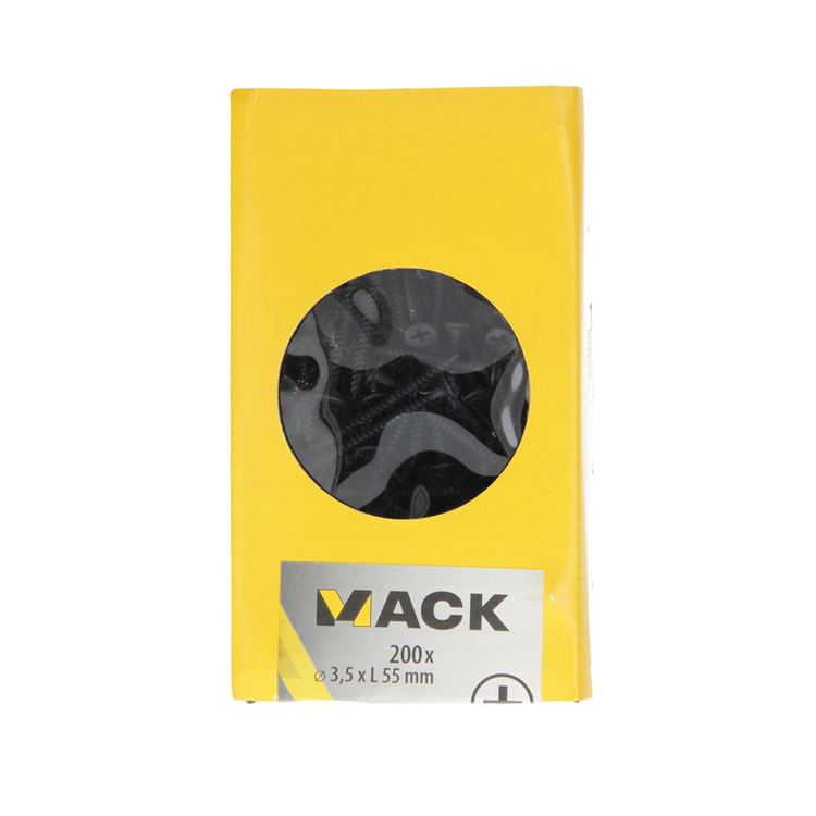 Mack 1020165 - Tornillo para placas de yeso fosfatado negro. 200 piezas 3,5 x 55 mm | 3 piezas