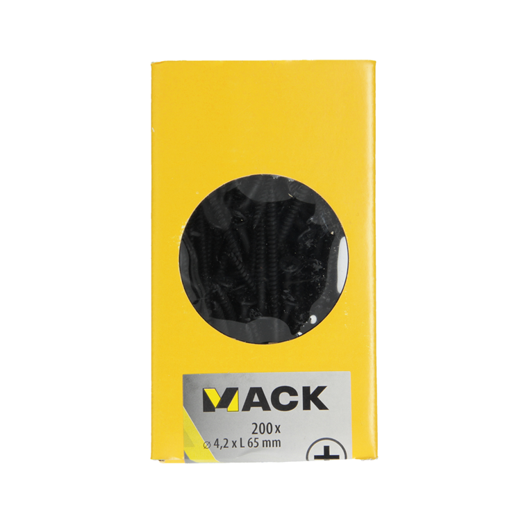 Mack 1020166 - Tornillo para placas de yeso fosfatado negro. 200 piezas 4,2 x 65 mm | 2 piezas