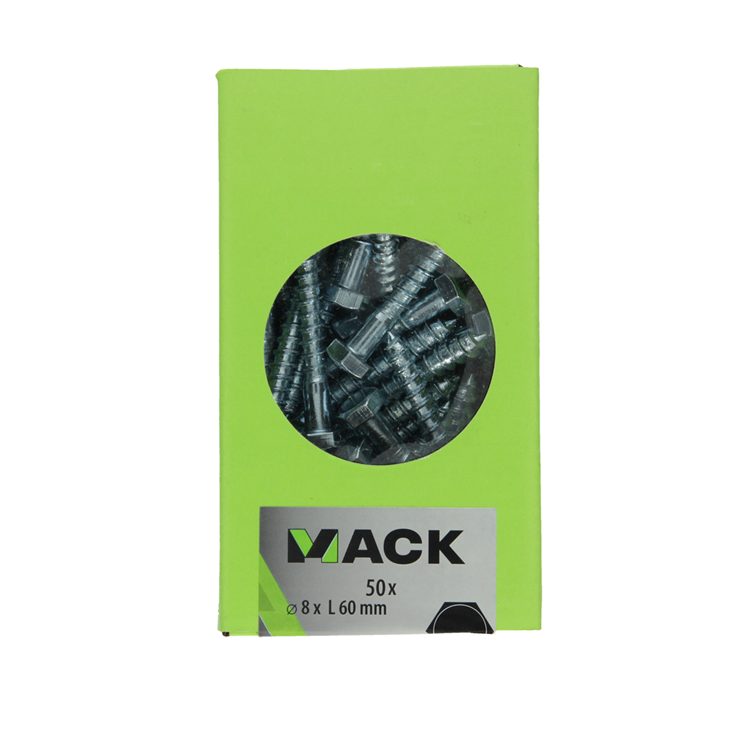 Mack 1020176 - perno rosca madera galvanizado 50 piezas 8 x 60 mm | 3 piezas