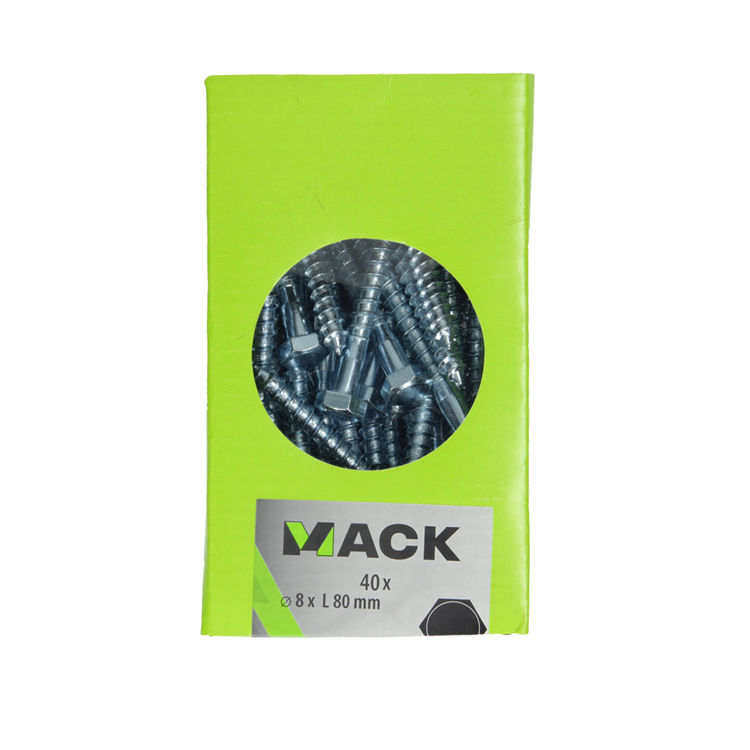 Mack 1020178 - perno rosca madera galvanizado 40 piezas 8 x 80 mm | 3 piezas