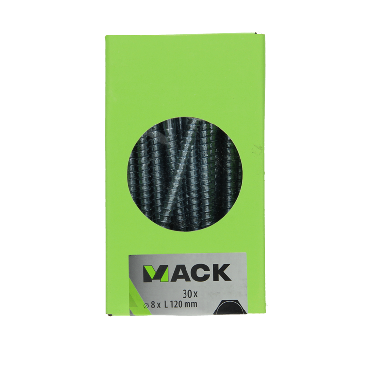 Mack 1020180 - perno rosca madera galvanizado 30 piezas 8 x 120 mm | 3 piezas