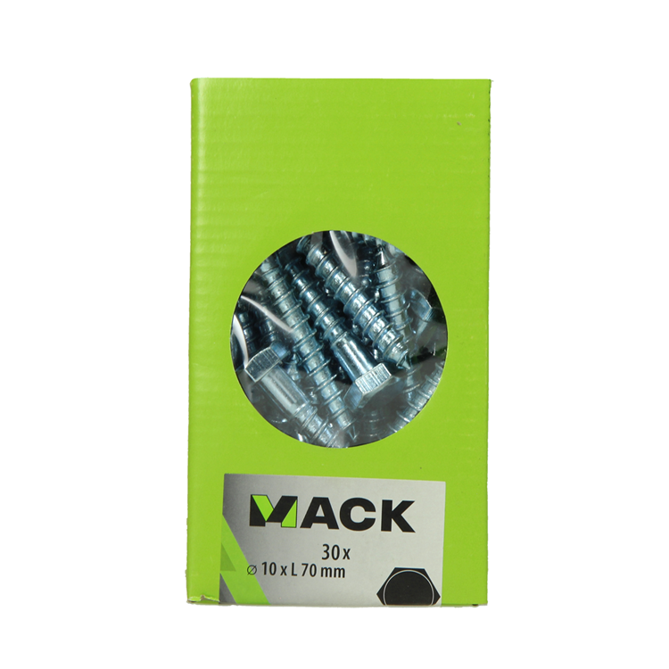 Mack 1020181 - perno roscado para madera galvanizado 30 piezas 10 x 70 mm | 3 piezas