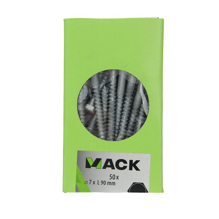Mack 1020185 - perno roscado para madera galvanizado en caliente 50 piezas 7 x 90 mm | 2 piezas
