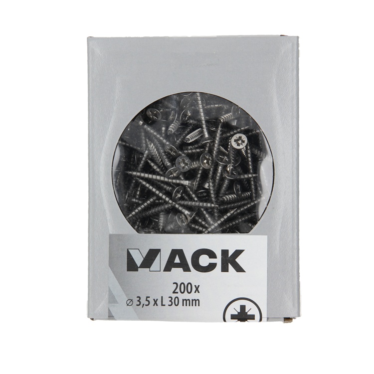 Mack 1020228 - tornillo aglomerado cabeza vz acero inoxidable a2 200 uds 3,5 x 30 mm | 2 piezas