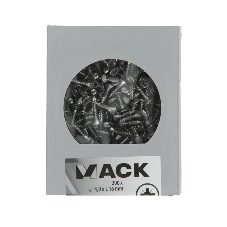 Mack 1020230 - tornillo aglomerado cabeza vz acero inoxidable a2 200 uds 4,0 x 16 mm | 2 piezas