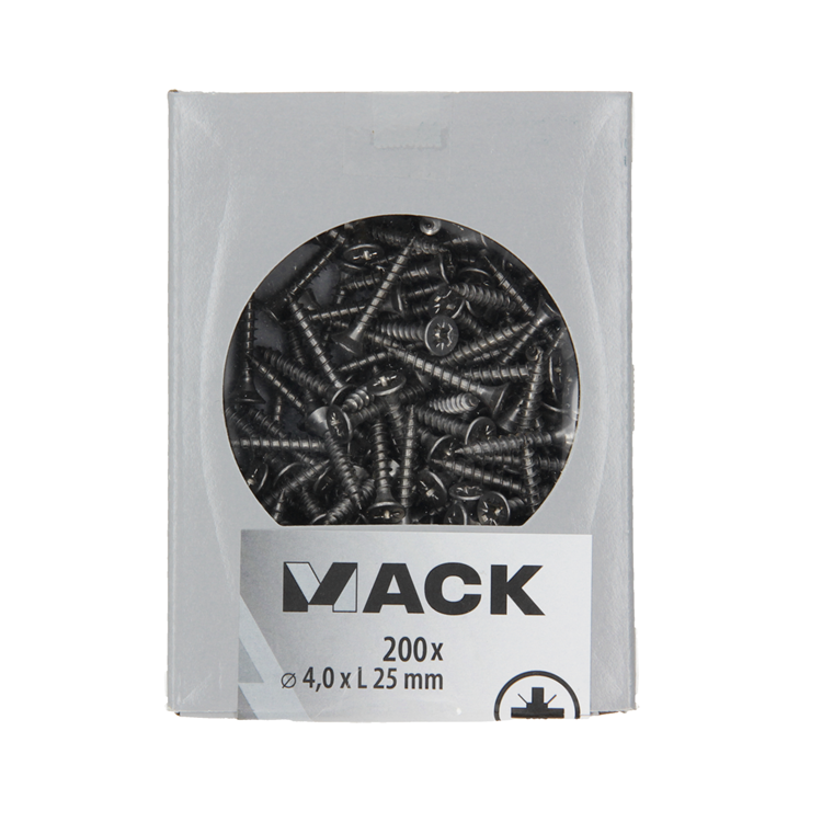 Mack 1020232 - tornillo aglomerado cabeza vz acero inoxidable a2 200 uds 4,0 x 25 mm | 2 piezas