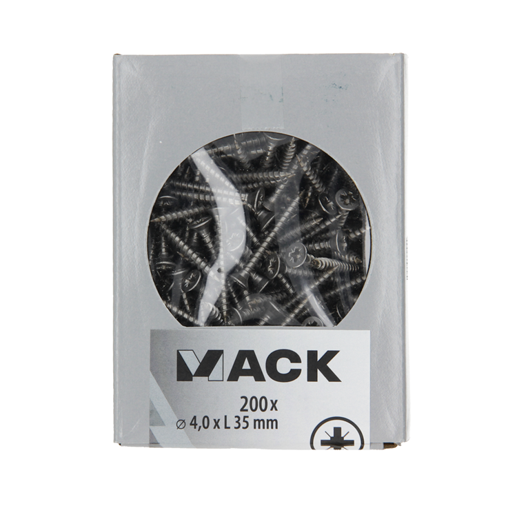Mack 1020234 - tornillo aglomerado cabeza vz acero inoxidable a2 200 uds 4,0 x 35 mm | 2 piezas