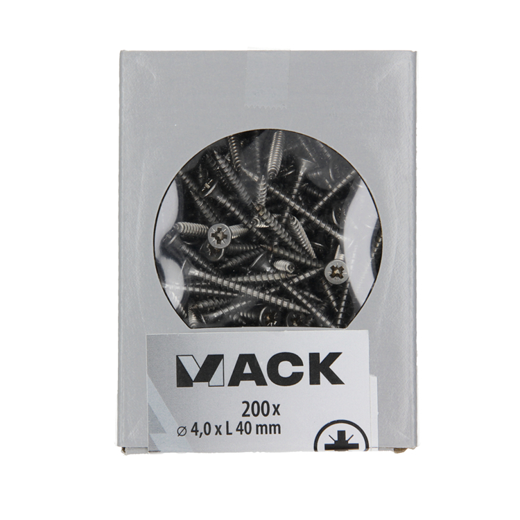 Mack 1020235 - tornillo aglomerado cabeza vz acero inoxidable a2 200 uds 4,0 x 40 mm | 2 piezas