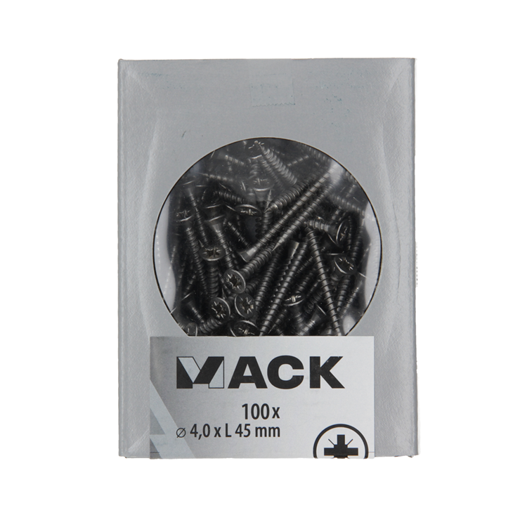 Mack 1020236 - tornillo aglomerado cabeza vz acero inoxidable a2 100 uds 4,0 x 45 mm | 2 piezas