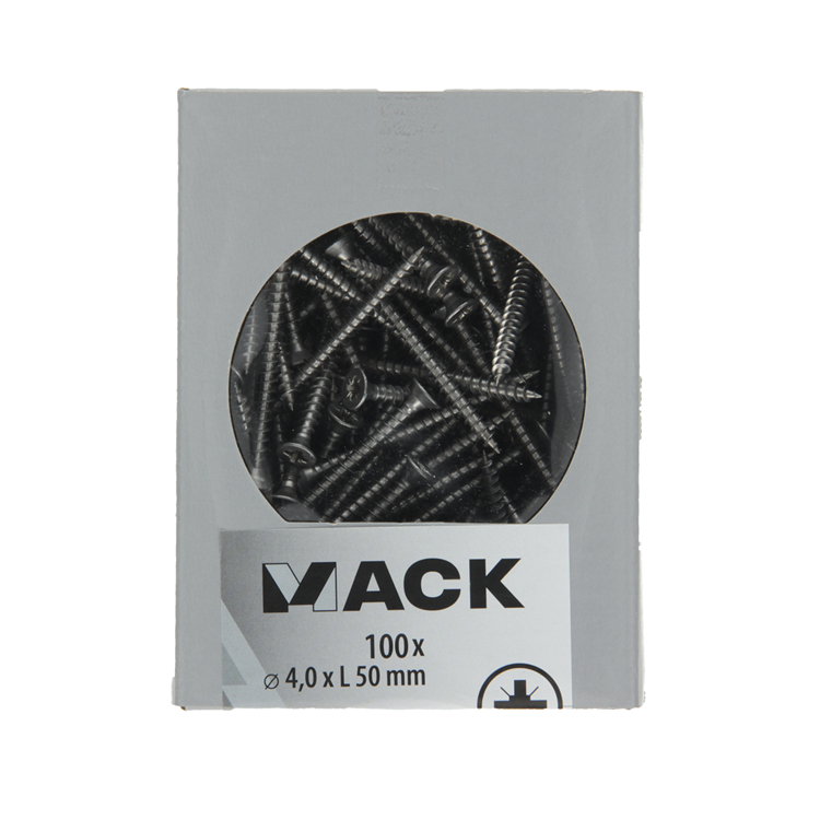 Mack 1020237 - tornillo aglomerado cabeza vz acero inoxidable a2 100 uds 4,0 x 50 mm | 2 piezas