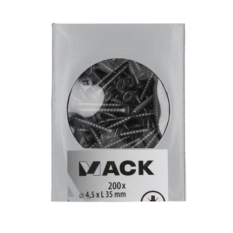 Mack 1020239 - tornillo aglomerado cabeza vz acero inoxidable a2 200 uds 4,5 x 35 mm | 2 piezas
