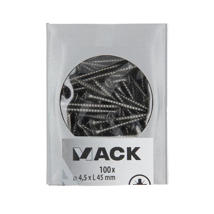 Mack 1020241 - tornillo aglomerado cabeza vz acero inoxidable a2 100 uds 4,5 x 45 mm | 2 piezas