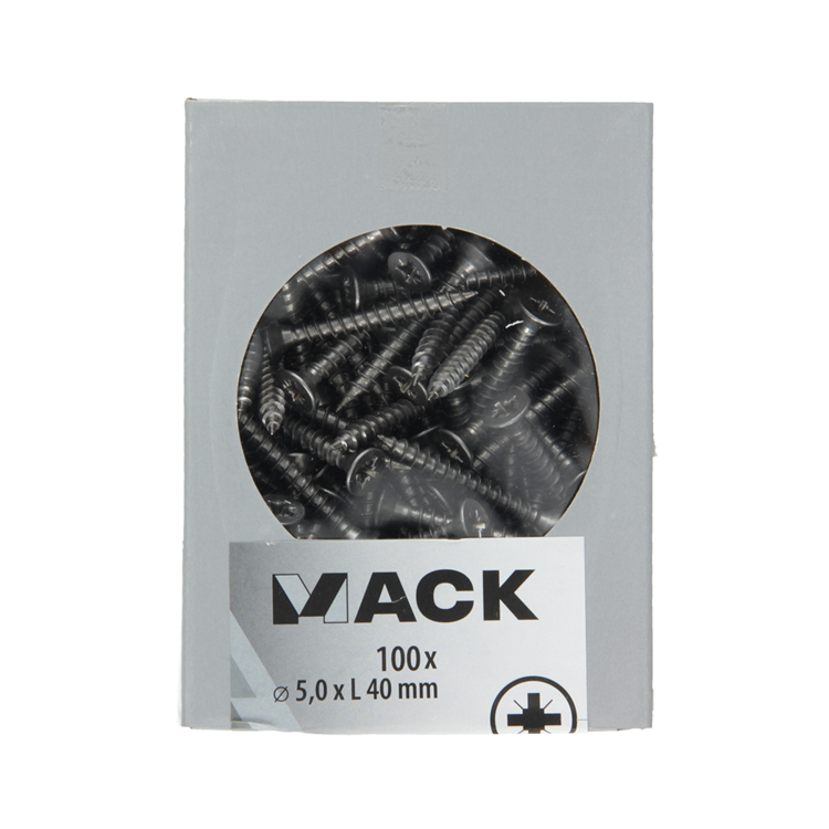 Mack 1020244 - tornillo aglomerado cabeza vz acero inoxidable a2 100 uds 5,0 x 40 mm | 2 piezas