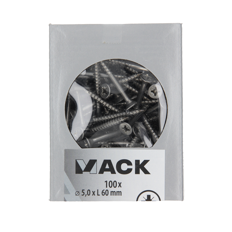 Mack 1020246 - tornillo aglomerado cabeza vz acero inoxidable a2 100 uds 5,0 x 60 mm | 2 piezas