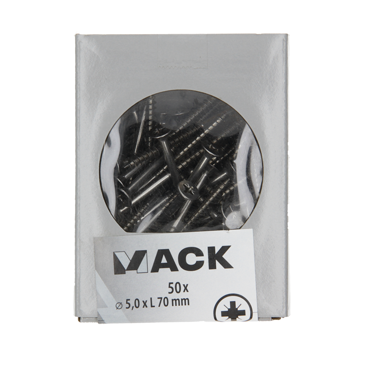 Mack 1020247 - tornillo para aglomerado cabeza vz acero inoxidable A2 50 piezas 5,0 x 70 mm | 2 piezas
