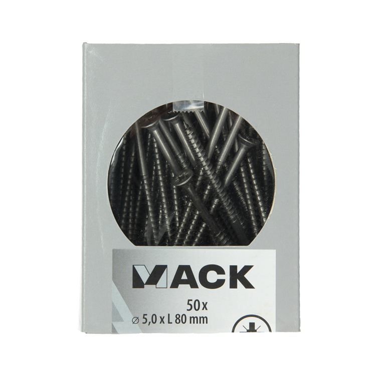 Mack 1020248 - tornillo para aglomerado cabeza vz acero inoxidable A2 50 piezas 5,0 x 80 mm | 2 piezas