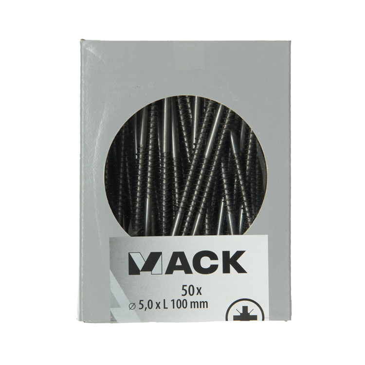 Mack 1020249 - tornillo aglomerado cabeza vz acero inoxidable a2 50 uds 5,0 x100 mm | 2 piezas