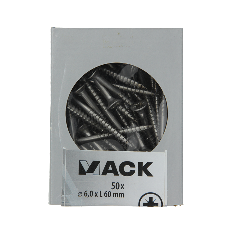 Mack 1020250 - tornillo para aglomerado con cabeza de acero inoxidable A2 50 piezas 6,0 x 60 mm | 2 piezas