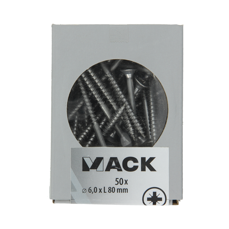 Mack 1020251 - tornillo para aglomerado cabeza vz acero inoxidable a2 50 piezas 6,0 x 80 mm | 2 piezas