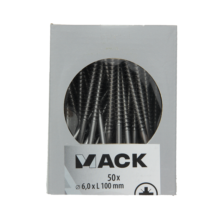 Mack 1020252 - tornillo para aglomerado cabeza vz acero inoxidable a2 50 piezas 6,0 x 100 mm | 2 piezas