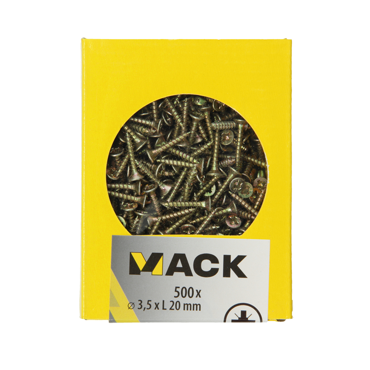 Mack 1020253 - tornillo aglomerado cabeza vz gvz 500 uds 3,5 x 20 mm | 5 piezas