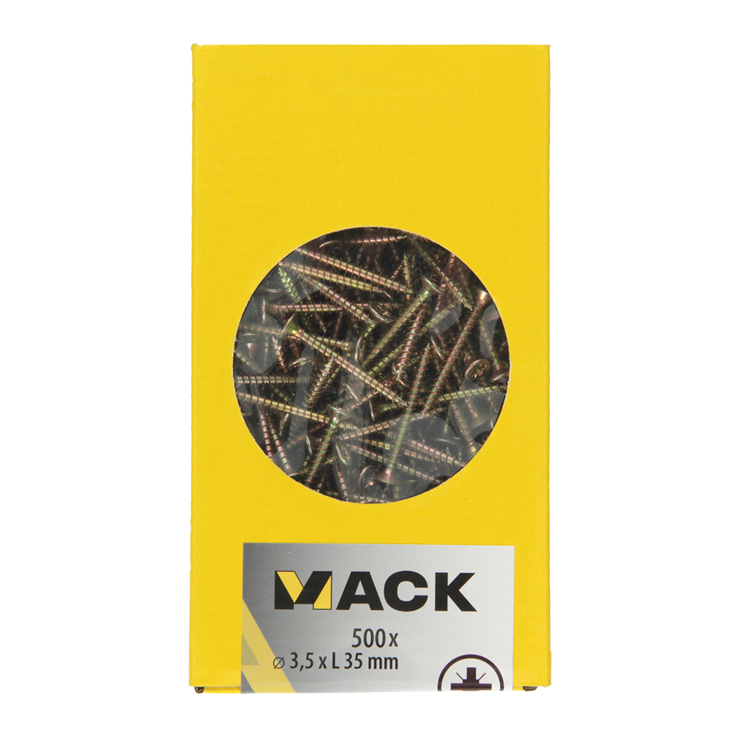 Mack 1020256 - tornillo aglomerado cabeza vz gvz 500 uds 3,5 x 35 mm | 3 piezas