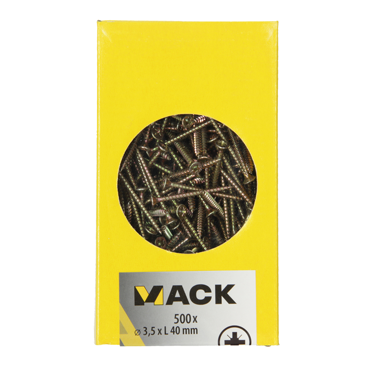 Mack 1020257 - tornillo aglomerado cabeza vz gvz 500 uds 3,5 x 40 mm | 2 piezas