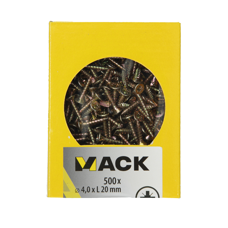 Mack 1020258 - tornillo aglomerado cabeza vz gvz 500 uds 4,0 x 20 mm | 5 piezas
