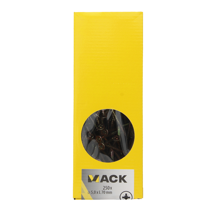 Mack 1020270 - tornillo aglomerado cabeza vz gvz 250 uds 5,0 x 70 mm | 2 piezas