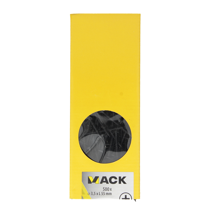 Mack 1020277 - Tornillo para placas de yeso fosfatado negro. 500 piezas 3,5 x 55 mm | 1 pieza