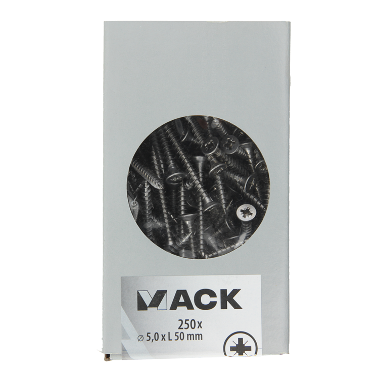 Mack 1020280 - tornillo aglomerado cabeza vz acero inoxidable a2 250 uds 5,0 x 50 mm | 2 piezas