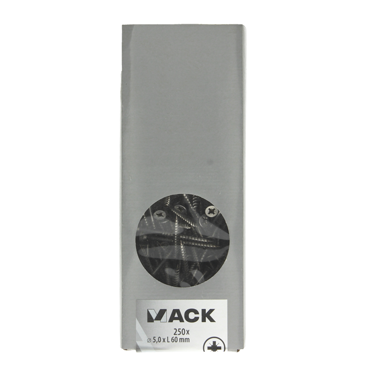 Mack 1020281 - tornillo aglomerado cabeza vz acero inoxidable a2 250 uds 5,0 x 60 mm | 2 piezas
