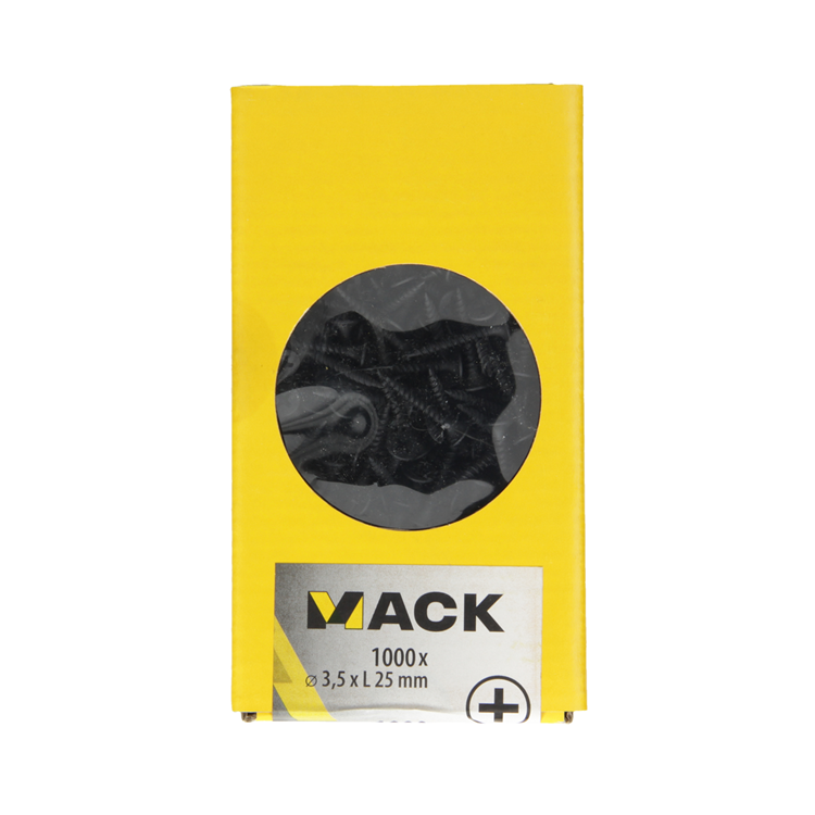 Mack 1020282 - Tornillo para placas de yeso fosfatado negro. 1000 piezas 3,5 x 25 mm | 2 piezas