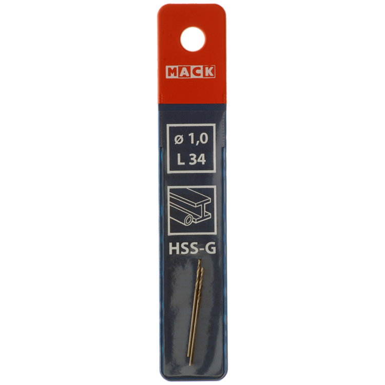 Mack 1018396 - broca para metal hss g din 338 ø 1,0 x 34 mm 2 uds | 5 piezas