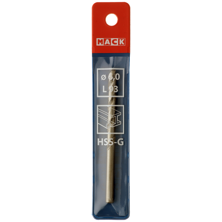 Mack 1018408 - taladro para metal hss g din 338 ø 6,0 x 93 mm | 5 piezas