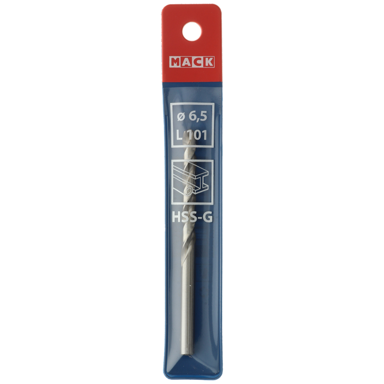 Mack 1018409 - taladro para metal hss g din 338 ø 6,5 x 101 mm | 5 piezas